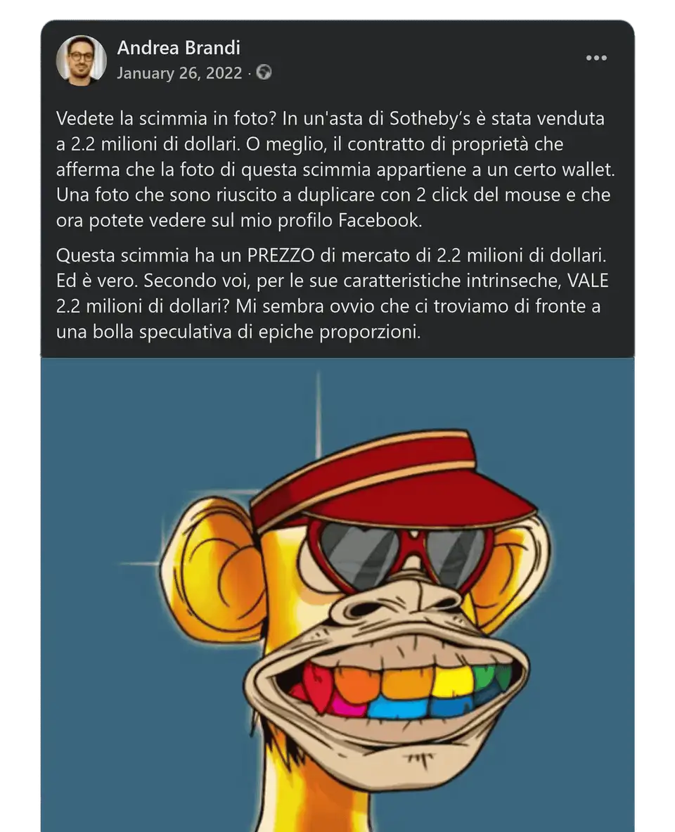 La bolla di criptovalute e NFT